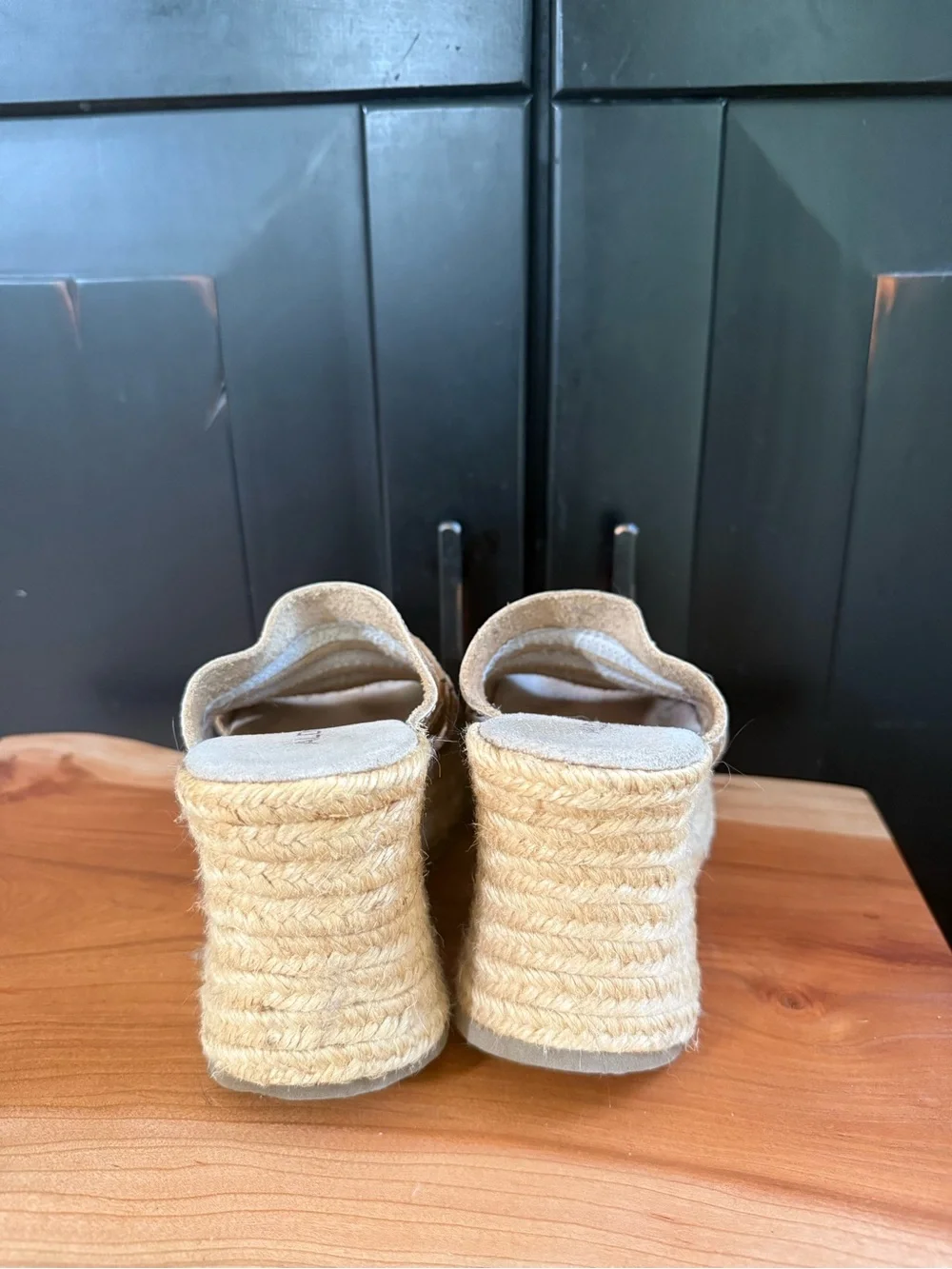 Vintage ALDO Tan Braided Espadrille Wedge Slide Sandals